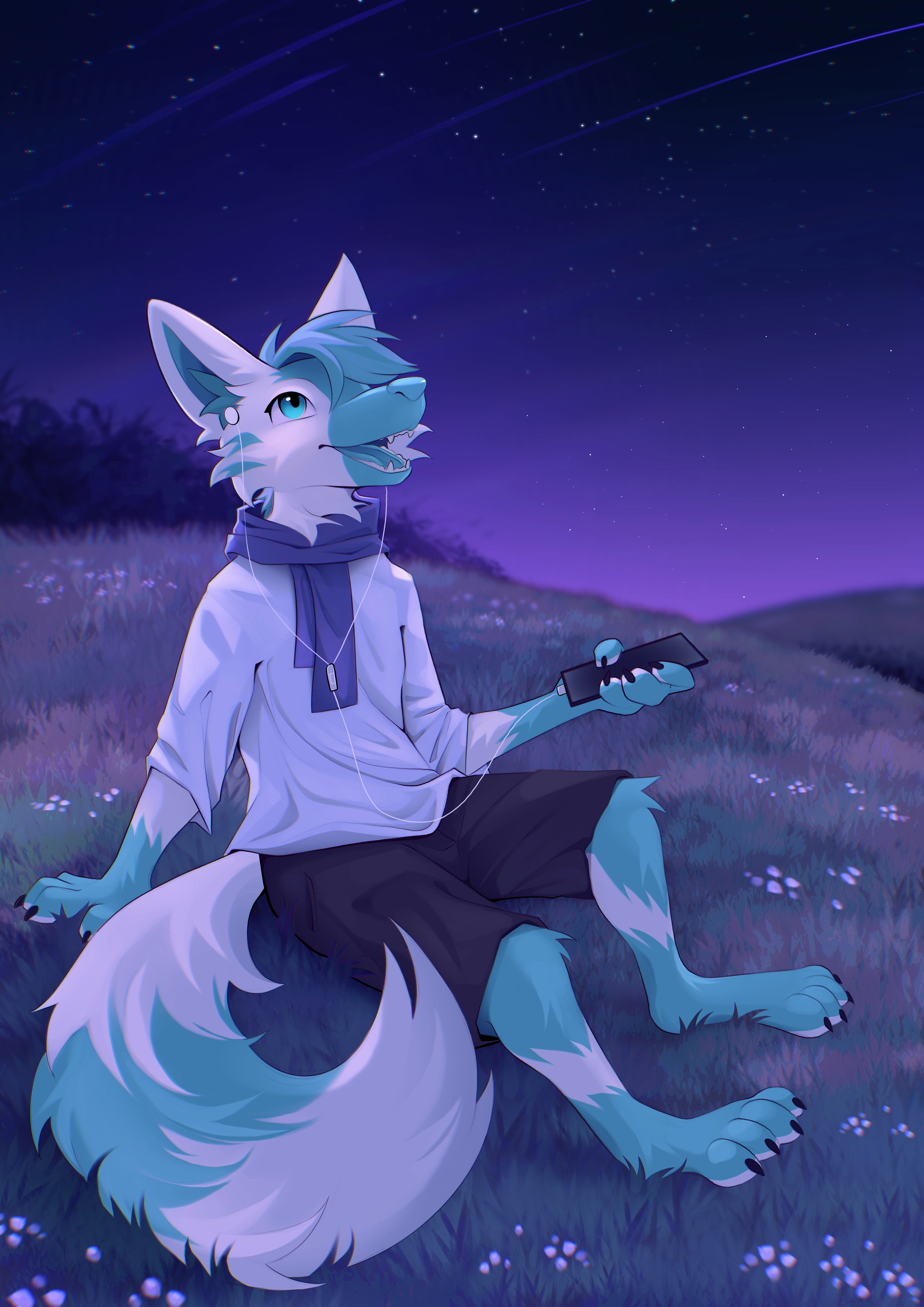 Exto sitting in a field